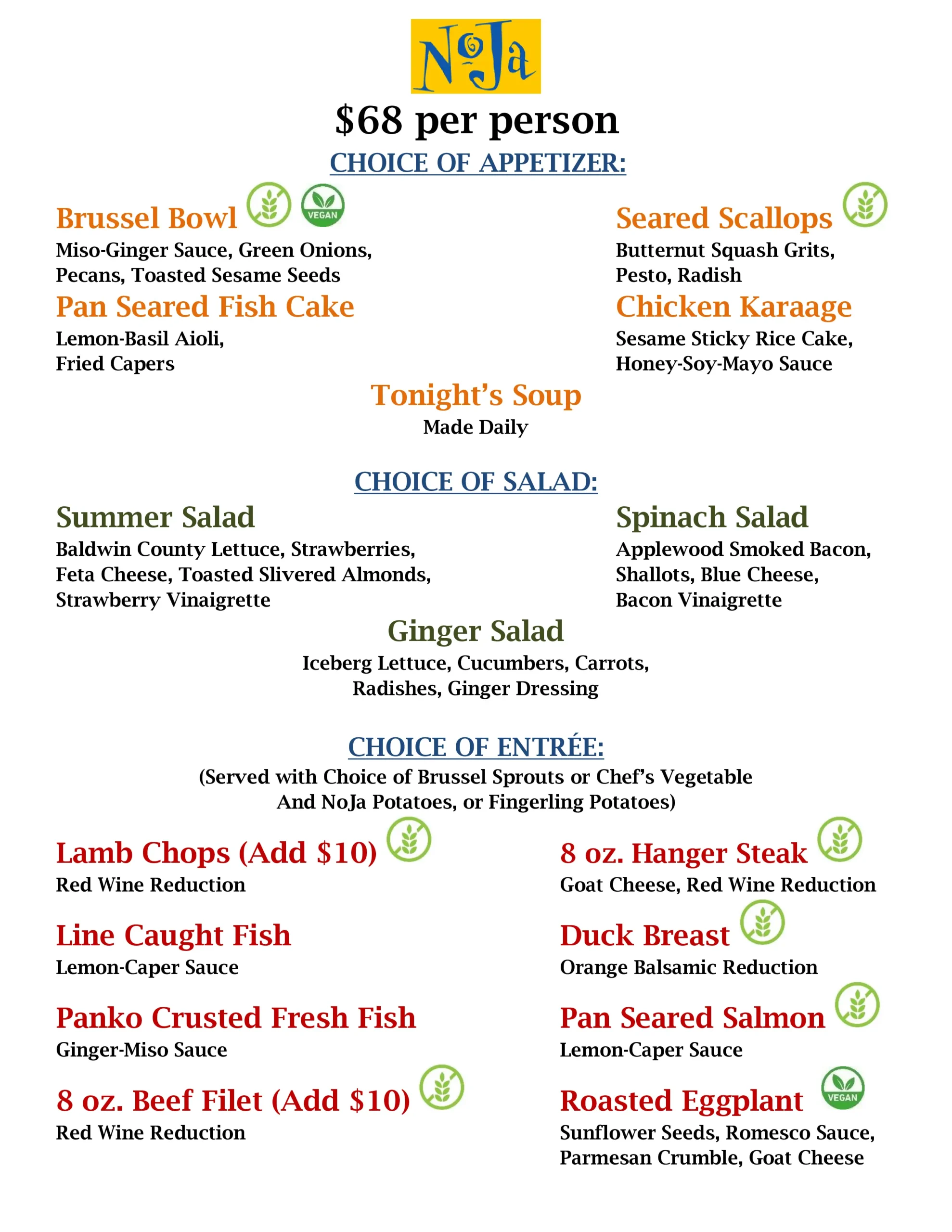 new dinner menu